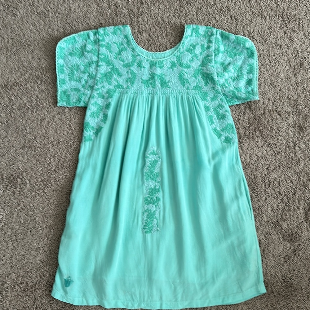 J. Marie Aqua Floral Embroidered Mini Dress